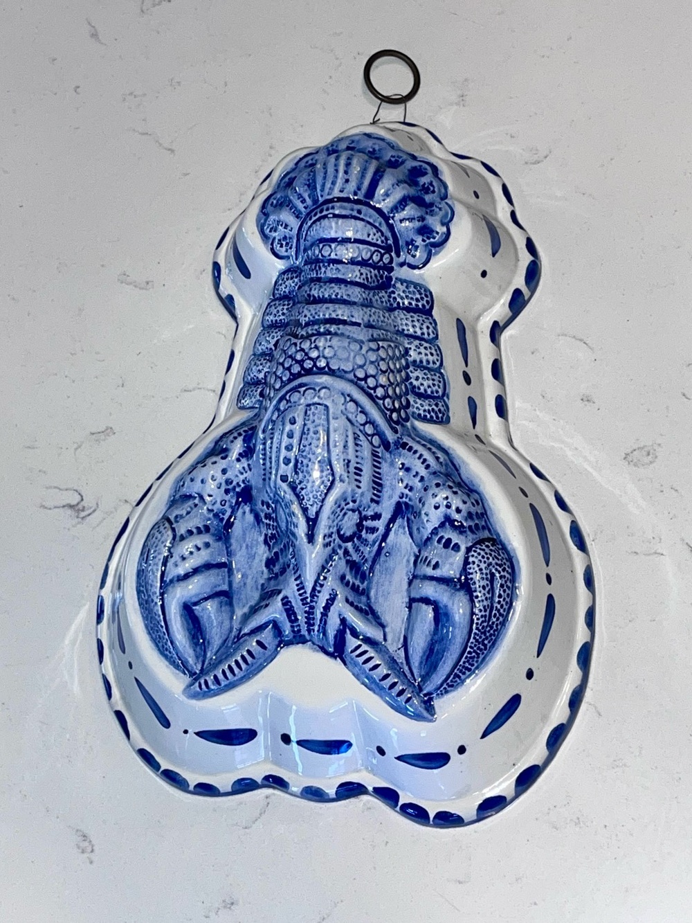 VTG ABC Ceramiche Bassano Italian ceramic blue lobster wall hanging mold